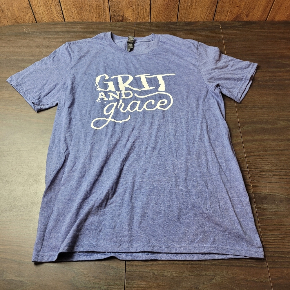 Blue Graphic Tee with 'Grit and Grace'